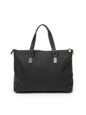 Fendi Roll Tote Bag Black Zucchino Canvas